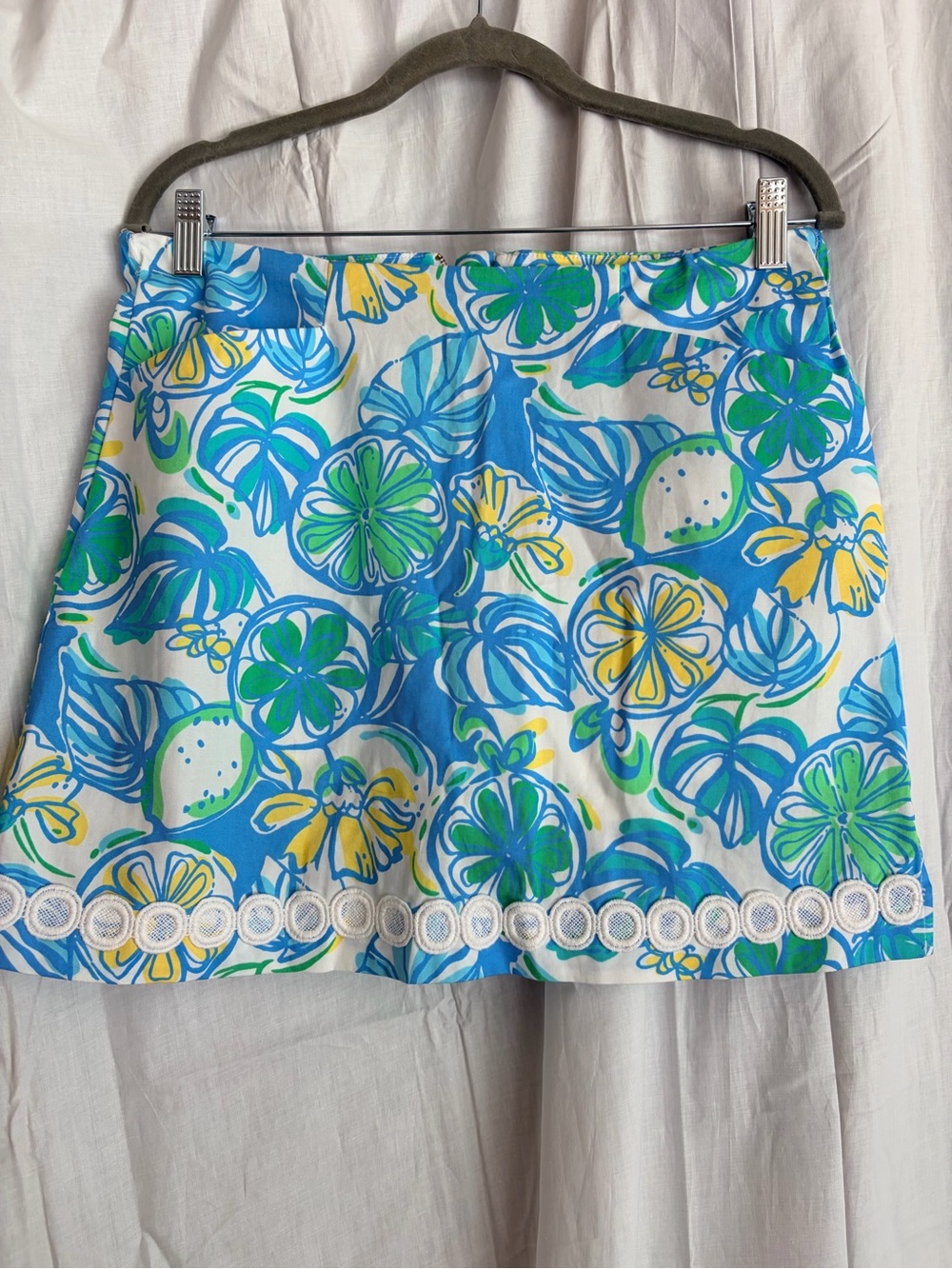 Lilly Pulitzer Blue, Green & Yellow Floral Cotton Mini Skort